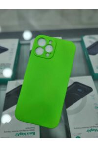 iPhone 13 Pro Max Uyumlu Fosfor Yeşil İçi Kadife Kapalama Lansman Kılıf