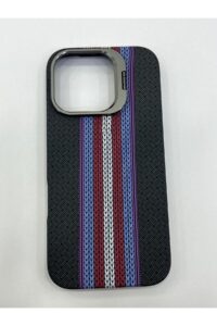iPhone 15 Pro Max Karbon Magsafe Stantlı Lüx Kılıf Lacivert