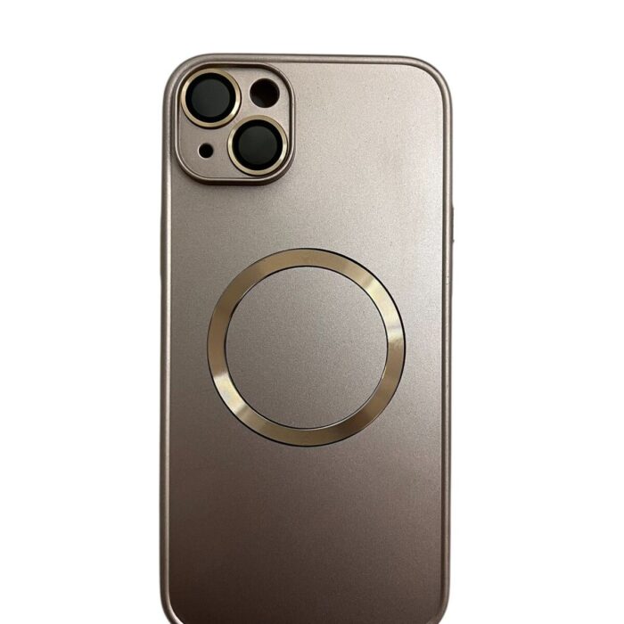 İPhone 14 Plus Altın Rengi Metal Krom Mercekli Kılıf