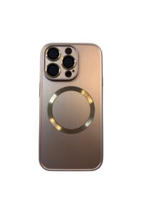 iPhone 14 Pro Gold Metal Krom Mercekli Kılıf