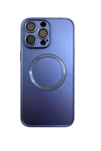 İPhone 14 Pro Max Mavi Metal Krom Mercekli Kılıf