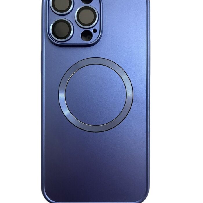 İPhone 14 Pro Max Mavi Metal Krom Mercekli Kılıf