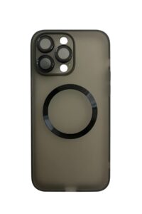 İPhone 14 Pro Max Siyah Metal Krom Mercekli Kılıf