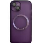 İPhone 15 Mor Metal Krom Mercekli Kılıf