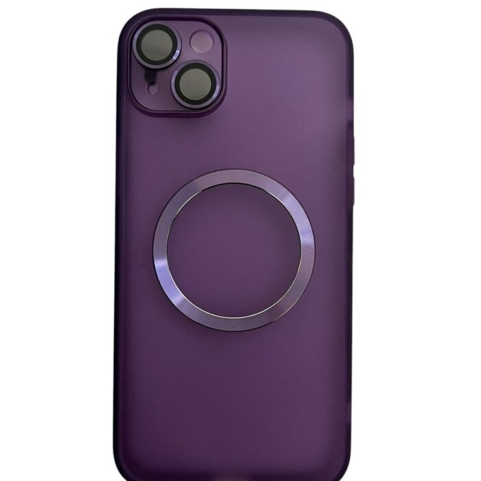 İPhone 15 Plus Mor Metal Krom Mercekli Kılıf