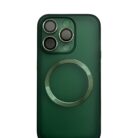 İPhone 15 Pro Koyu Yeşil Metal Krom Mercekli Kılıf