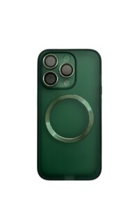 İPhone 15 Pro Koyu Yeşil Metal Krom Mercekli Kılıf