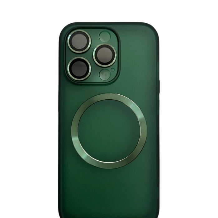 İPhone 15 Pro Koyu Yeşil Metal Krom Mercekli Kılıf