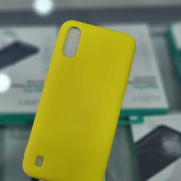 Samsung Galaxy A01 Lansman İçi Kadife Sarı Kapak