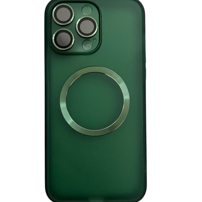 İPhone 15 Pro Max Koyu Yeşil Metal Krom Mercekli Kılıf