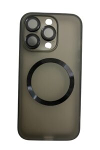İPhone 15 Pro Siyah Metal Krom Mercekli Kılıf