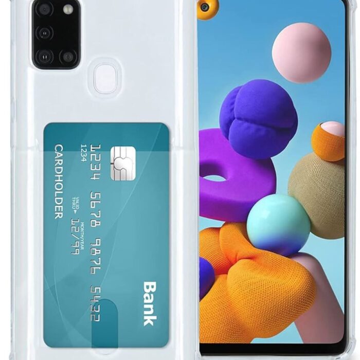 Samsung A21S Şeffaf Kartlıklı Korumalı Kılıf