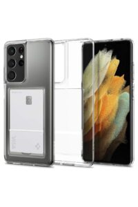 Samsung S21 Ultra Şeffaf Kartlıklı Korumalı Kılıf