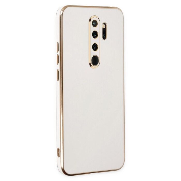 Xiaomi Redmi Note 8 Pro Beyaz Krom Lazer Kılıf