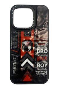 İPhone 14 Pro Siyah Urban Street Baskılı Kabartmalı Kılıf