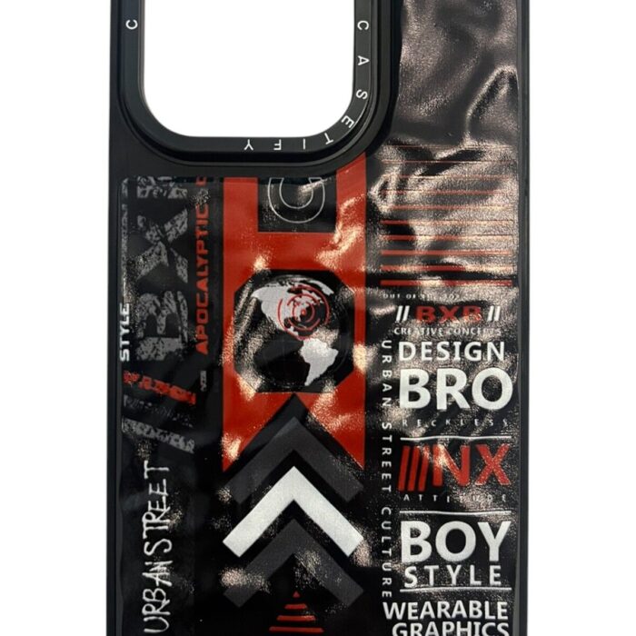 İPhone 14 Pro Siyah Urban Street Baskılı Kabartmalı Kılıf