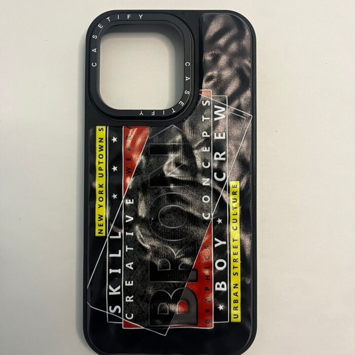 İPhone 14 Pro Siyah Urban Street Culture Baskılı Kabartmalı Kılıf