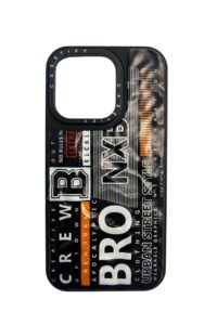İPhone 14 Pro Siyah Urban Street Style Baskılı Kabartmalı Kılıf