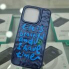 iPhone 15 Pro Baskılı Kabartmalı Lacivert Sert Kapak