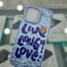 iPhone 15 Pro Max Baskılı Kabartmalı Mavi Sert Kapak