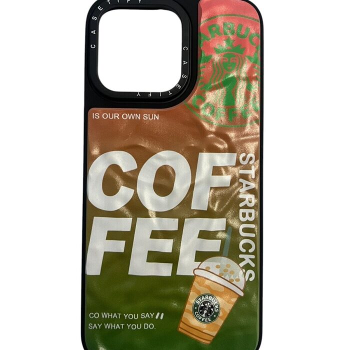 İPhone 15 Pro Max Çok Renkli Coffee Baskılı Kabartmalı Kılıf