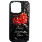 İPhone 15 Pro Siyah Enjoy Stunning Time Baskılı Kabartmalı Kılıf