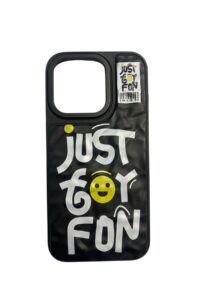 İPhone 15 Pro Siyah Just For Fun Baskılı Kabartmalı Kılıf