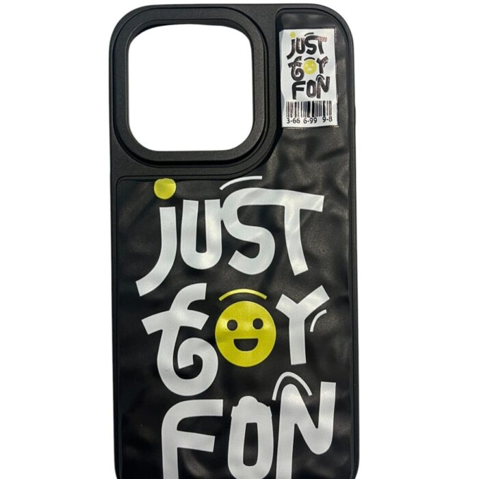 İPhone 15 Pro Siyah Just For Fun Baskılı Kabartmalı Kılıf