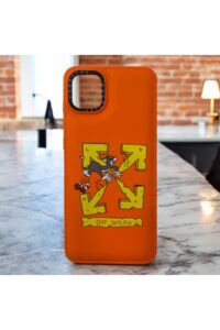 Samsung Galaxy A04 Turuncu Kedi/Fare İçi Kadife Baskılı Kılıf