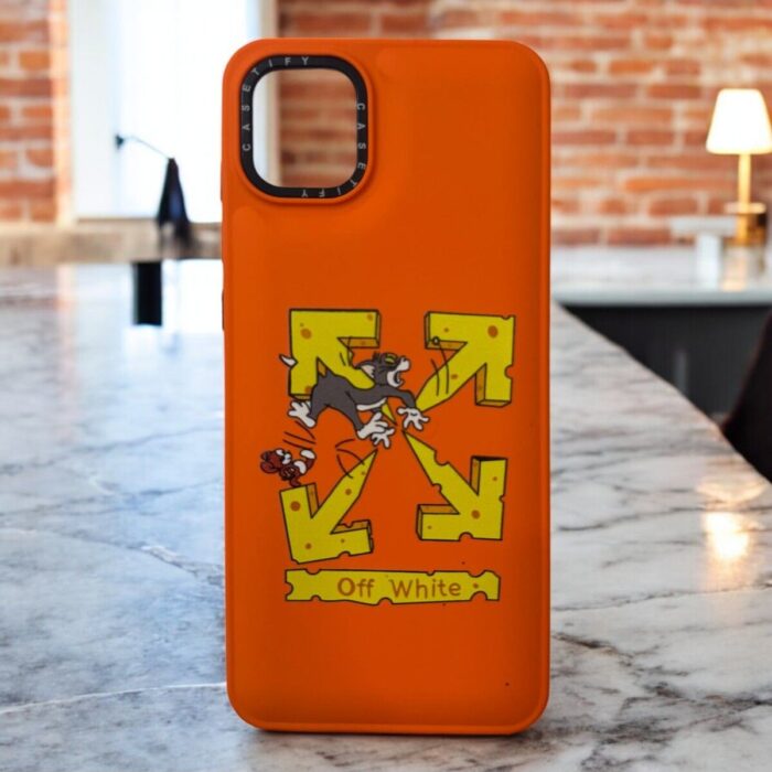 Samsung Galaxy A04 Turuncu Kedi/Fare İçi Kadife Baskılı Kılıf