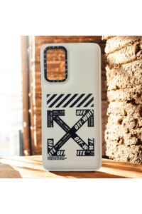 Samsung Galaxy A04S Beyaz Çapraz İşaretli İçi Kadife Baskılı Kılıf