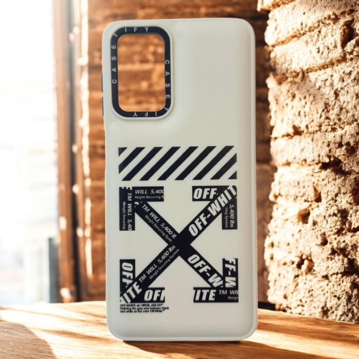 Samsung Galaxy A04S Beyaz Çapraz İşaretli İçi Kadife Baskılı Kılıf