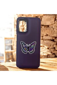 Samsung Galaxy A04S Mor Kelebek İçi Kadife Baskılı Kılıf