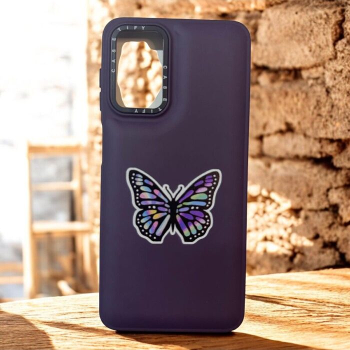 Samsung Galaxy A04S Mor Kelebek İçi Kadife Baskılı Kılıf