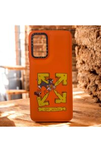 Samsung Galaxy A04S Turuncu Kedi/Fare İçi Kadife Baskılı Kılıf