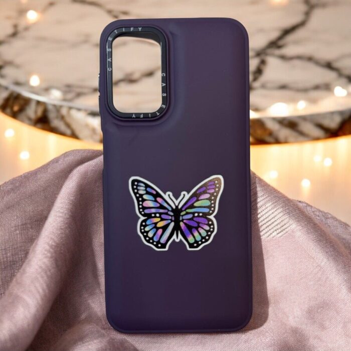 Samsung Galaxy A14 Mor Kelebek İçi Kadife Baskılı Kılıf
