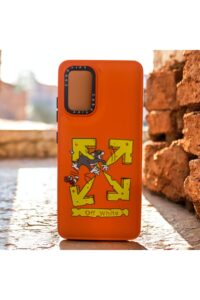 Samsung Galaxy A32G Turuncu Kedi/Fare İçi Kadife Baskılı Kılıf