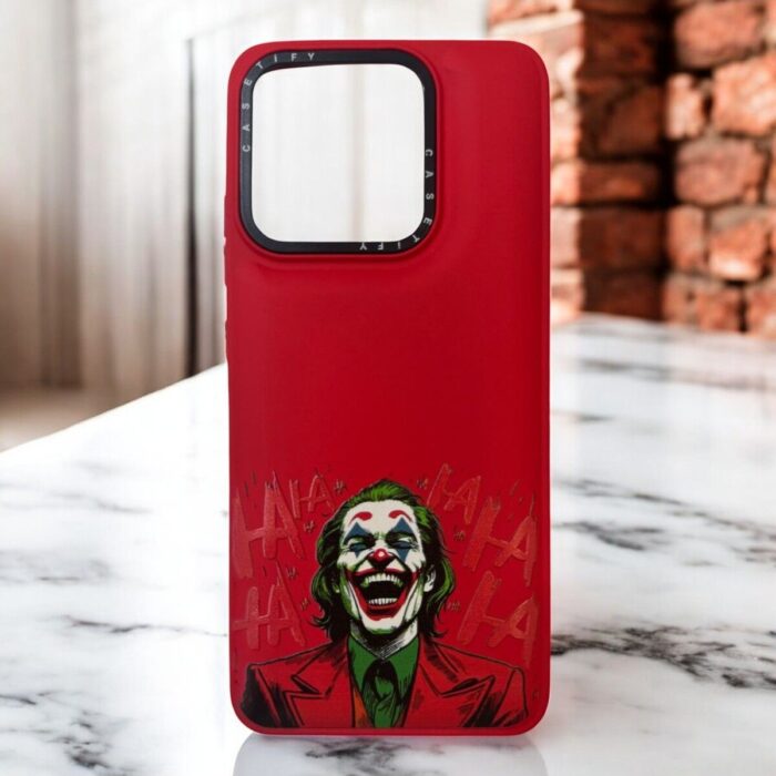 Xiaomi Redmi 12C Kırmızı Gülen Figür İçi Kadife Baskılı Kılıf