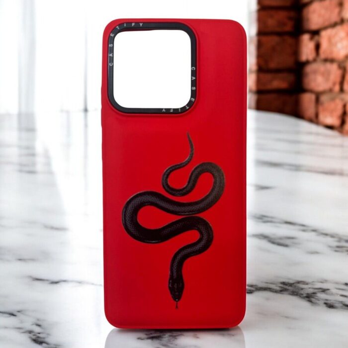 Xiaomi Redmi 12C Kırmızı Yılan İçi Kadife Baskılı Kılıf