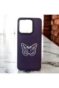 Xiaomi Redmi 12C Mor Kelebek İçi Kadife Baskılı Kılıf