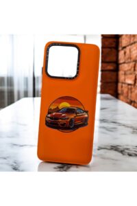 Xiaomi Redmi 12C Turuncu Araba Dağ İçi Kadife Baskılı Kılıf