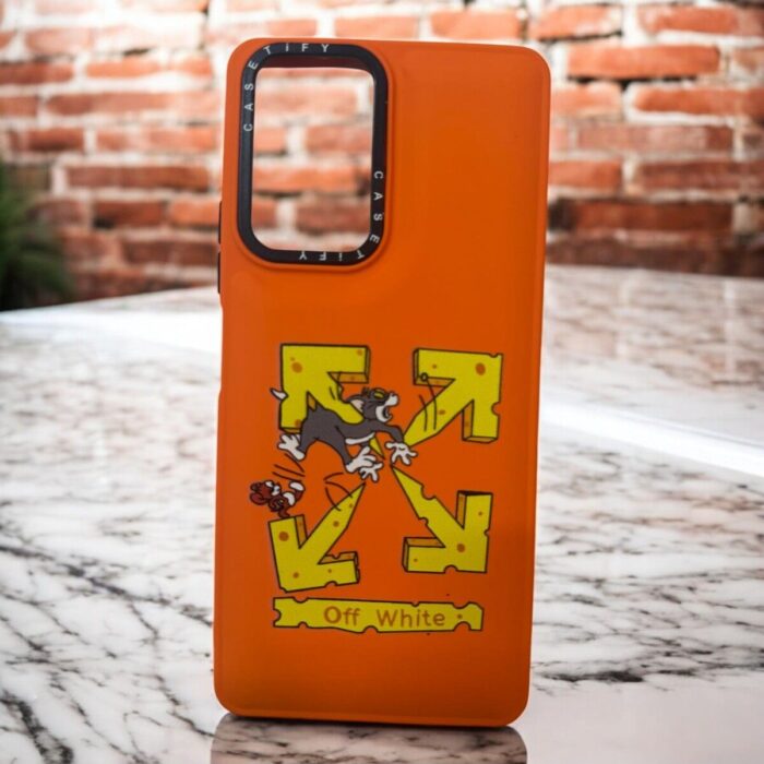 Xiaomi Redmi Note 10 Pro Turuncu Kedi/Fare İçi Kadife Baskılı Kılıf