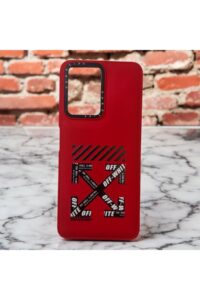 Xiaomi Redmi Note 12 4G Kırmızı Çapraz İşaretli İçi Kadife Baskılı Kılıf