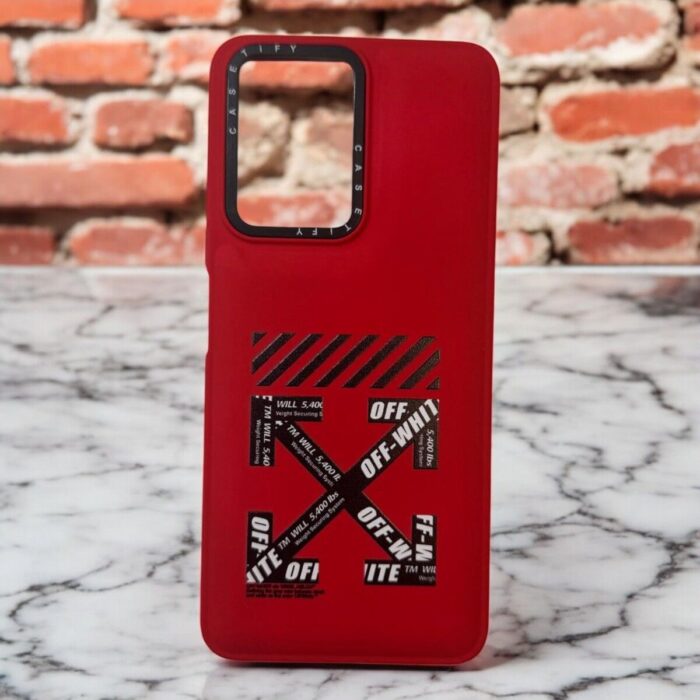 Xiaomi Redmi Note 12 4G Kırmızı Çapraz İşaretli İçi Kadife Baskılı Kılıf