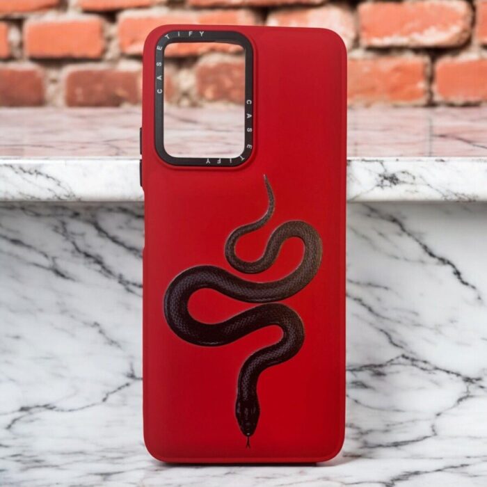 Xiaomi Redmi Note 12 4G Kırmızı Yılan İçi Kadife Baskılı Kılıf